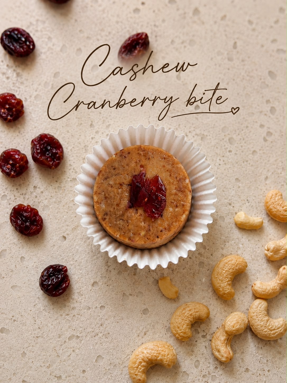 Cashew cranberry bite with dried cranberries and cashews